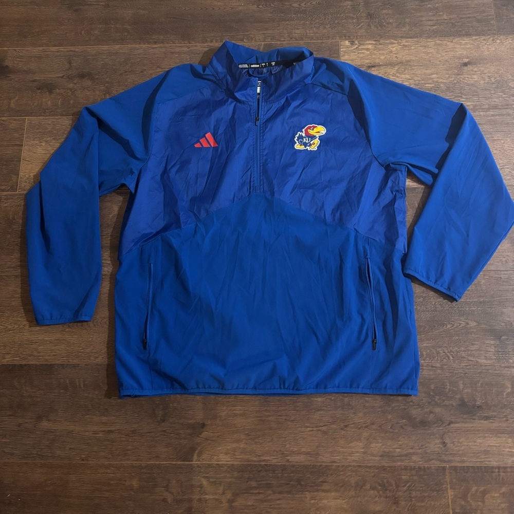 adidas Men's Kansas Jayhawks Royal Blue Training Quarter-Zip Pullover Jacket L